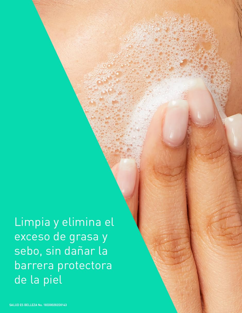 CeraVe Gel Limpiador Espumoso para Piel Normal a Grasa con Ceramidas Esenciales, Niacinamida y Ácido Hialurónico que Protege e Hidrata la Barrera Natural de la Piel, 473ml