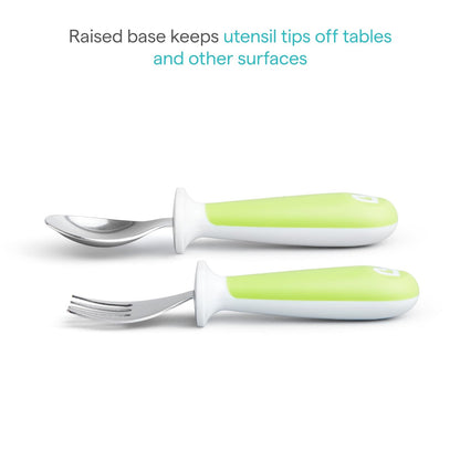 Munchkin Raise 4 unidades de tenedores y cucharas para niños pequeños, Azul/Verde, 12+