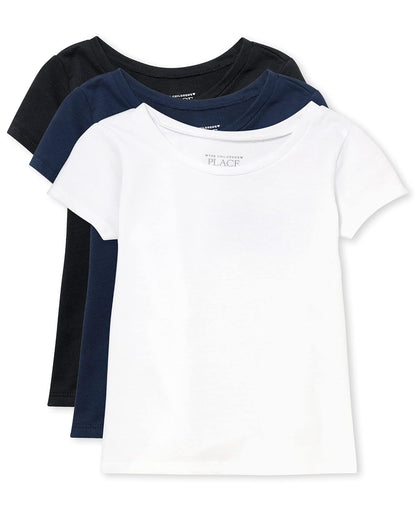 The Children's Place Camiseta básica para niñas pequeñas, Paquete de 3 Camiseta para Niñas