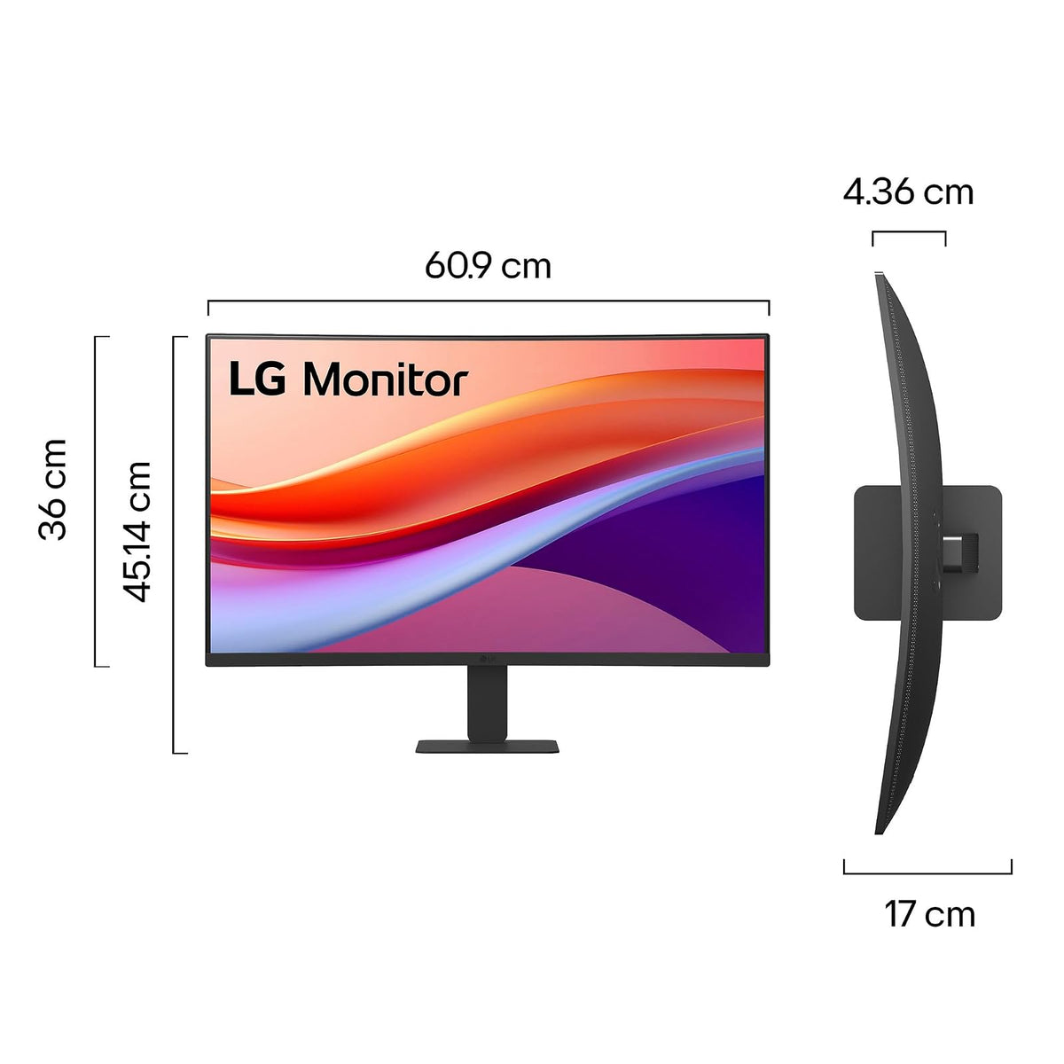 LG Monitor 27U421A-B FHD (1920 x 1080) 27" Curvo Refresh Rate 100 Hz, Tiempo de Respuesta de 5 ms (GtG), Contrast Ratio: 3000:2