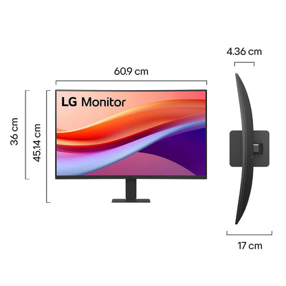 LG Monitor 27U421A-B FHD (1920 x 1080) 27" Curvo Refresh Rate 100 Hz, Tiempo de Respuesta de 5 ms (GtG), Contrast Ratio: 3000:2