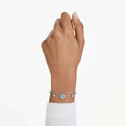 Swarovski Pulsera Magic, Copo de nieve, Azul, Baño de rodio