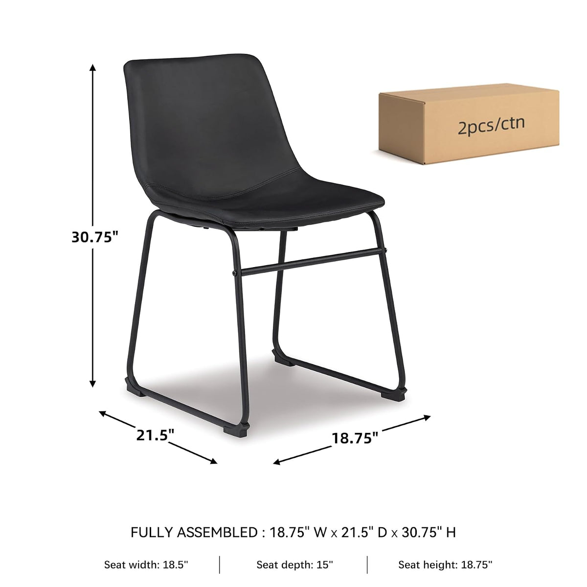 Signature Design by Ashley Centiar, Dining Chair, Black