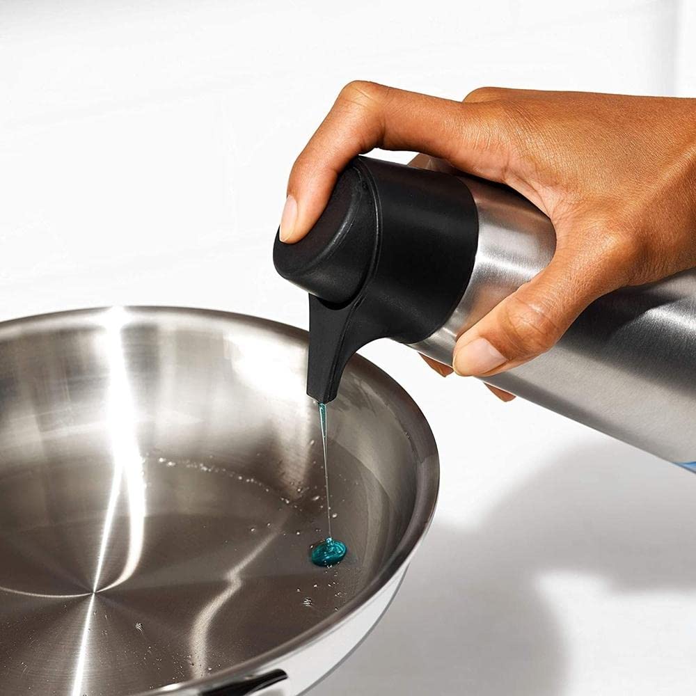 OXO Easy Press Stainless Steel Soap Dispenser | Capacidad de 15 onzas, prensa con una sola mano, resistente a las huellas dactilares, ideal para cocina y baño