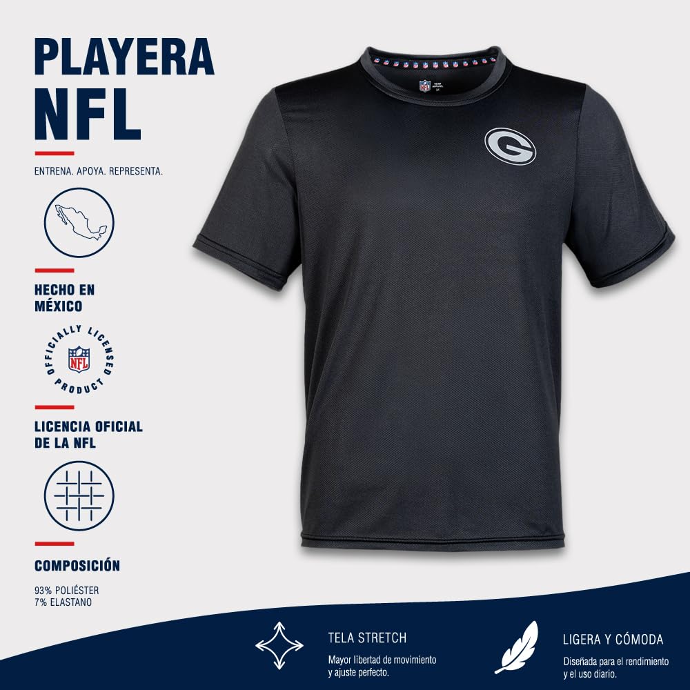 NFL Playera Deportiva Green Bay Packers Negro para Hombre