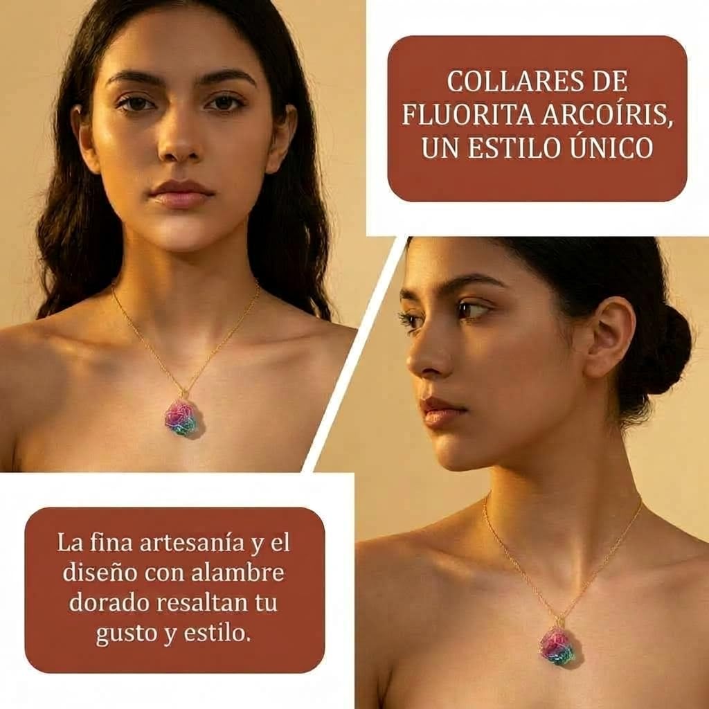 XYPHIELLE Collar de Siete Cristales Naturales para Mujer, Dije de Piedras del Chakra en Alambre, Joyería Boho Artesanal, Regalo de Equilibrio y Suerte