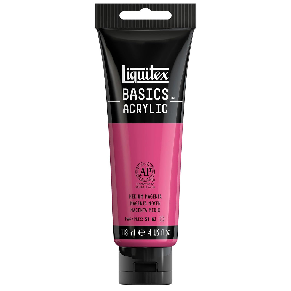 Liquitex Basics Pintura Acrílica, Tubo de 4 oz - Rosa (Medium Magenta 500) - Tubo de 4 oz