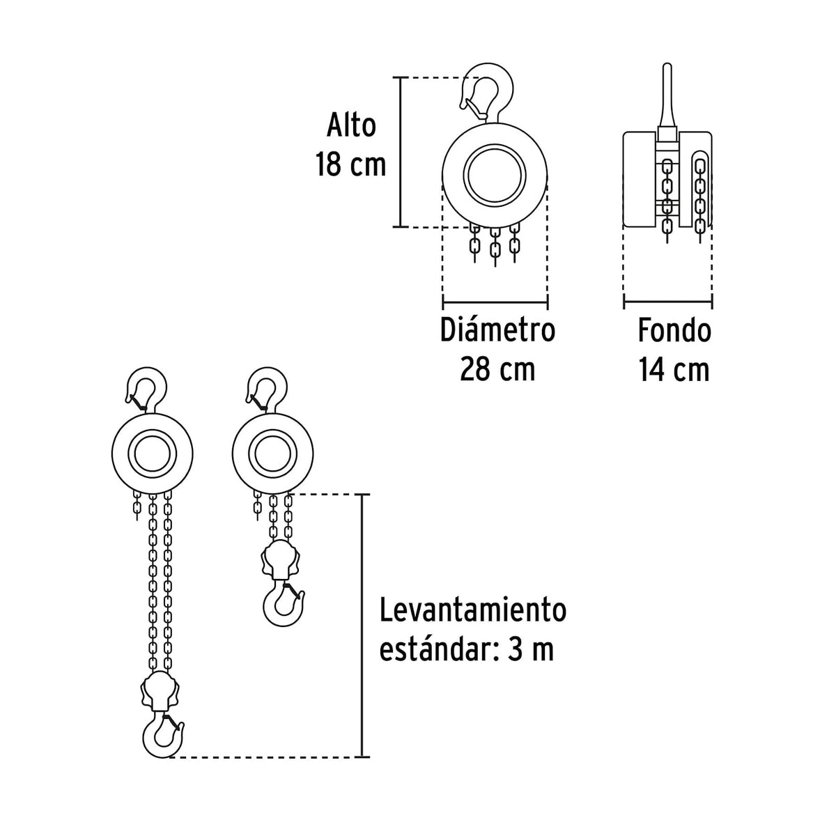 Pretul POL-3P, Polipasto de cadena 3 toneladas