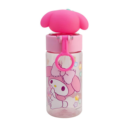 Funkids - Botella de plastico para agua con figura 3D para niña de My Melody de 500ML, botella escolar con popote.