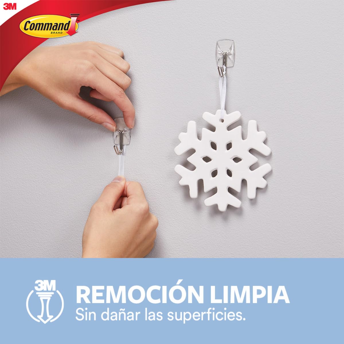 COMMAND 3M Gancho Adhesivo Removible de Metal Mini Transparente 20 piezas | Soporta hasta 225 gr, Organiza interiores sin dañar superficies, No requiere herramientas, Fácil de instalar, Fijación segura