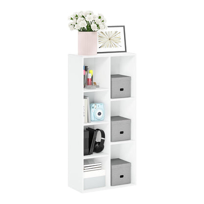 Furinno Estante Organizador Reversible de Cubos, Placa de Partículas, Blanco - Blanco - 7-Cube