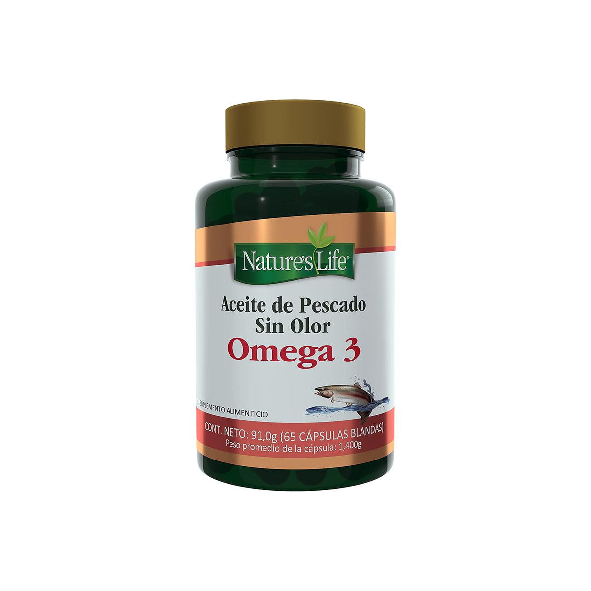 Nature's Life - Aceite de Pescado Sin Olor Omega 3 Vitamina E 65 Cápsulas | Aporta EPA y DHA, ayuda a cuidar la salud cardiovascular, sin gluten, sin lactosa y sin trigo, apto para mayores de 18 años