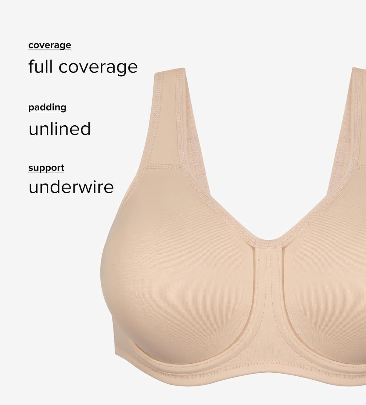 Wacoal Women's Underwire Sport Bra | Sin forro, aros, cobertura completa, alisado de espalda