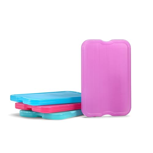 Fit + Fresh XL Cool Coolers - Paquete de hielo delgado para fiambrera, enfriadores, bolsas de playa y cestas de picnic, multicolor, paquete de 4, extragrande