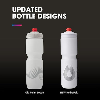 HydraPak - Botella polar - Botella de agua ligera Breakaway Surge para bicicleta, paquete de 2 unidades, alto flujo, ciclismo y deportes (carbón, 600 ml/20 oz)