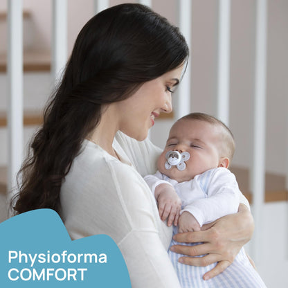 Chicco PhysioForma Comfort, Chupón 16-36 Meses, 2 Piezas, Chupones con Tetina de Silicona, Ayuda a la Respiración Fisiológica, Favorece el Desarrollo Correcto de la Boca, Colores Surtidos, Rosa Claro