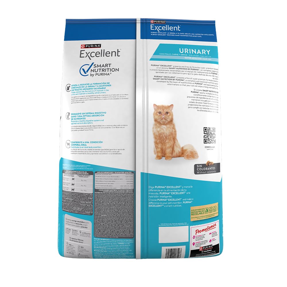 Purina Excellent Gato Adulto Todos los Tamaños Urinario Sabor Pollo y Arroz 7.5Kg