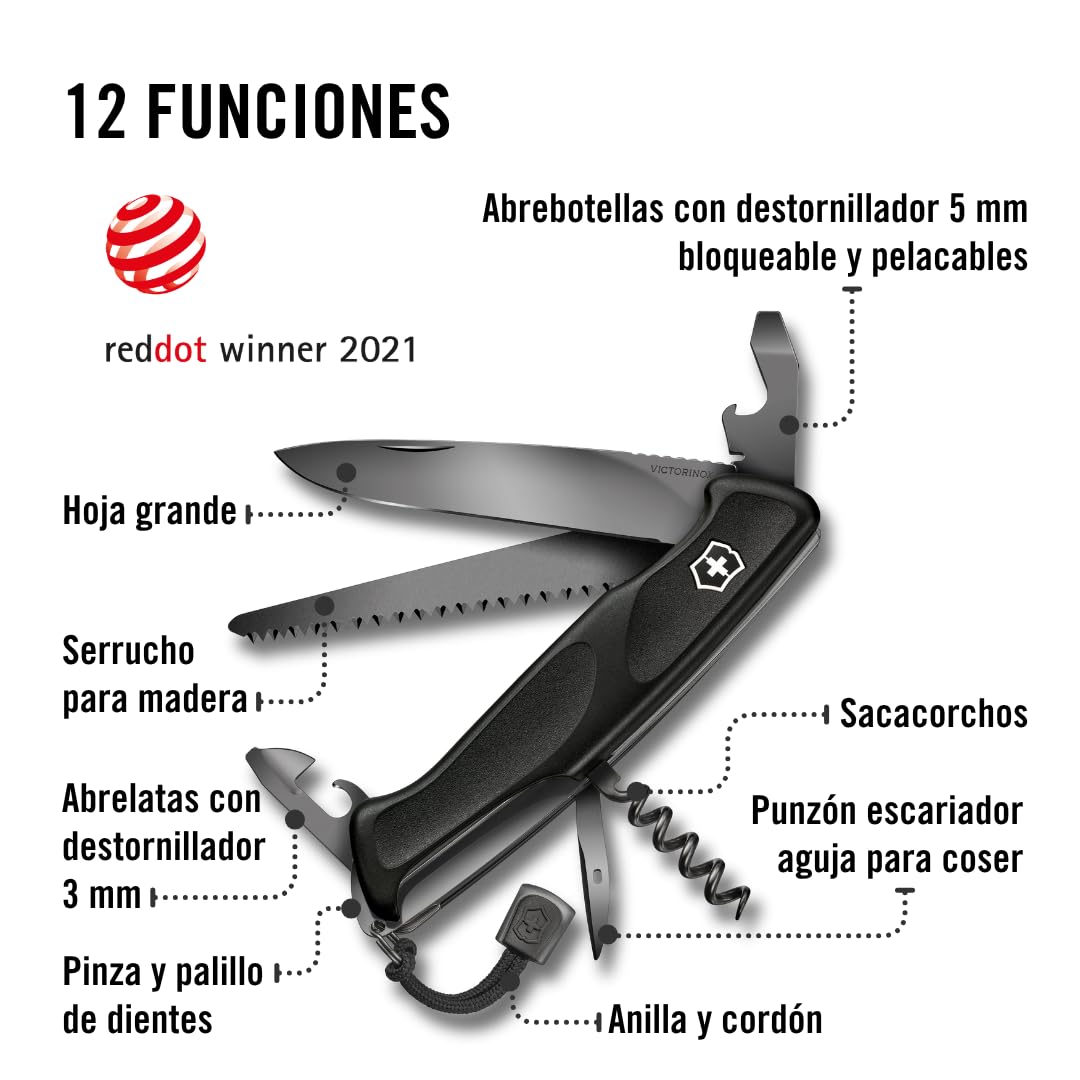 Victorinox Ranger Grip 55 Onyx Black, 12 Usos