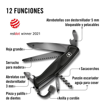 Victorinox Ranger Grip 55 Onyx Black, 12 Usos