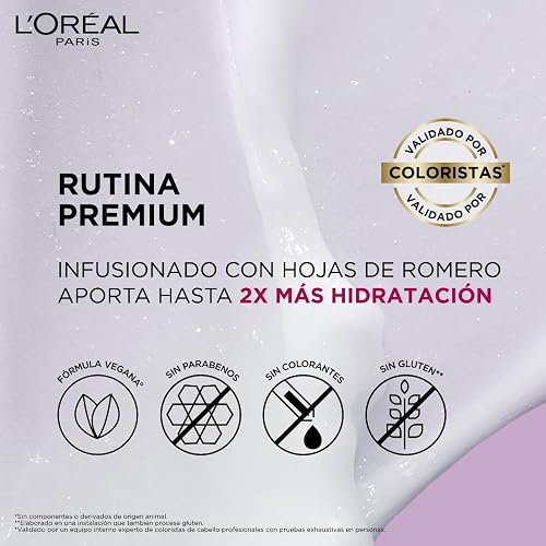 L'Oreal Paris, Acondicionador Con Hoja De Romero Ever Pure Moisture, Hidrata Y Cuida El Color Para Todo Tipo De Pelo Teñido, Sin Sulfatos, 250Ml