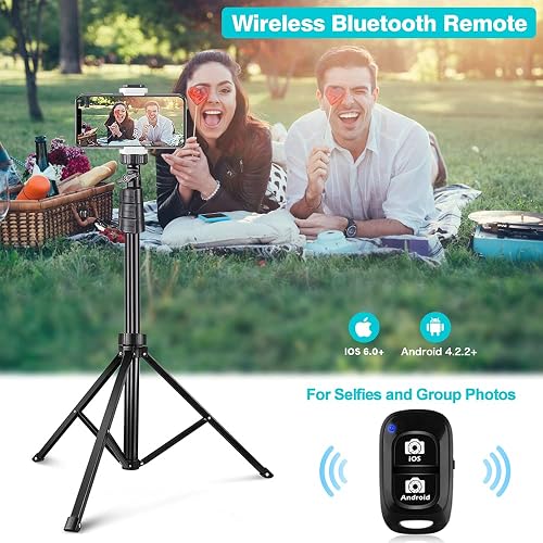UBeesize Soporte de Trípode para Teléfono de 67'' y Selfie Stick Todo en Uno - Profesional Con Control Remoto Inalámbrico y Soporte Móvil