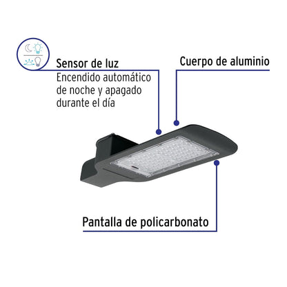 Volteck Lait SUB-851L, Luminario suburbano LED 60 W 6500 K, sensor de luz