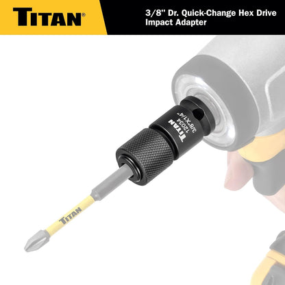 Titan 12034 Adaptador de cambio rápido de unidad hexagonal de 3/8 pulgadas a 1/4 pulgadas