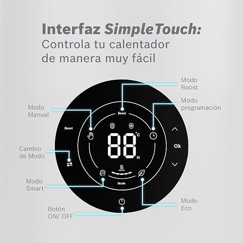 BOSCH, Calentador de agua de depósito Eléctrico, 127V, para 1 regadera, Display Digital SimpeTouch Bosch, 5 modos de uso, compatible con calentadores solares, Capacidad 35L, Modelo Smart Tank