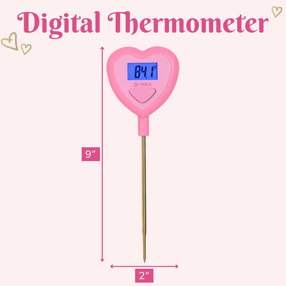Paris Hilton Termómetro digital en forma de corazón para cocinar, hornear y asar, lectura instantánea en Celsius o Fahrenheit, rosa