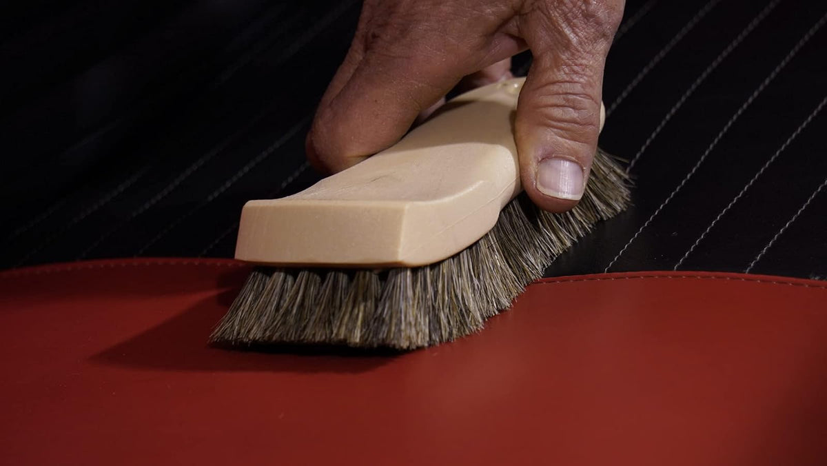 Cepillo para tapicería 303 - Cerdas de Pelo de Caballo - Resistentes a Las Manchas difíciles, Suaves a Las Telas delicadas - Diseño ergonómico y Contorneado - Asientos de Cuero, alfombras, Telas, Tap
