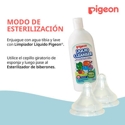 PIGEON x2 Tetina Peristáltico PLUS Boca Ancha Biberones Anticolicos de Silicona Suave Quirúrgico Tecnología SofTouch para Bebé Cosas para Bebes Recien Nacidos - Articulos para Bebe Tamaño M