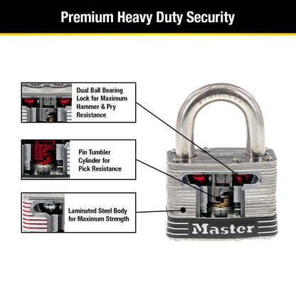 Master Lock 5SST - Candado de acero inoxidable con llave, 2 unidades