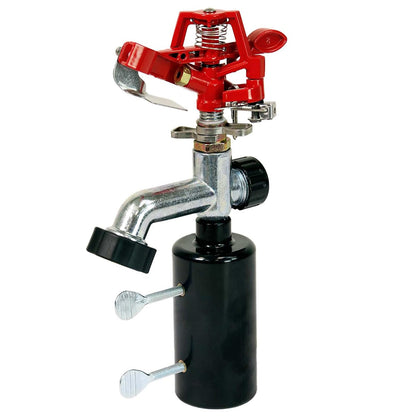 Chapin 4984: Aspersor de Impacto T-Post, aspersor automático de Impacto de 360 Grados para pequeños Jardines y césped, área de Cobertura de hasta 80 pies, Rojo