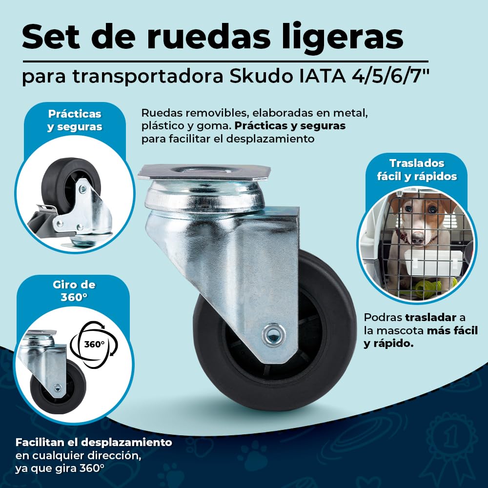 MPS Ruedas para Transportadoras Skudo con 4 Ruedas Modelo 4,5,6,7 para Perros y Gatos