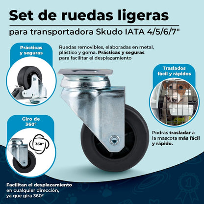 MPS Ruedas para Transportadoras Skudo con 4 Ruedas Modelo 4,5,6,7 para Perros y Gatos