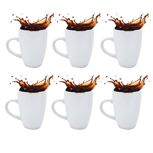 Trilogy | Juego de 6 Tazas para Café, Tarro de Cerámica Moderno Minimalista, Diseño Liso, para Café, Capuchino, Té, Infusiones, Colección Basic, Color Blanco, 350 mililitros
