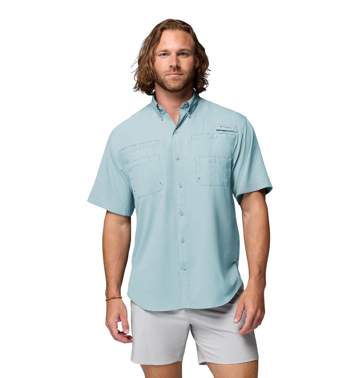 Columbia PFG Tamiami II Camisa de Pesca Manga Corta para Hombre - XS - Azul aplastado
