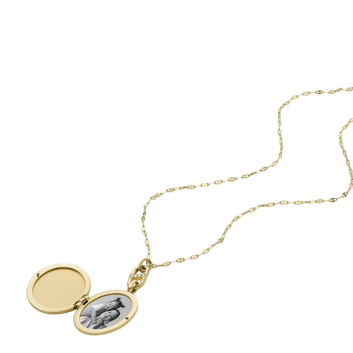 Fossil Women's Plated Stainless Steel Engravable Personalized Gift Pendant Chain Necklace for Women