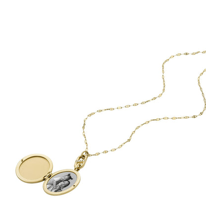 Fossil Women's Plated Stainless Steel Engravable Personalized Gift Pendant Chain Necklace for Women