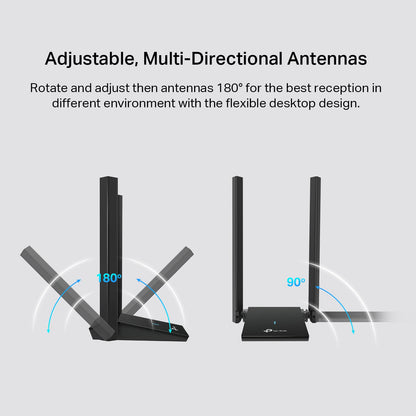 TP-Link Archer TX20U Plus Adaptador USB wifi6 para PC AX1800Mbps, 2* Antenas WiFi de Alta Ganancia 5dBi, Compatible con Win 10-11