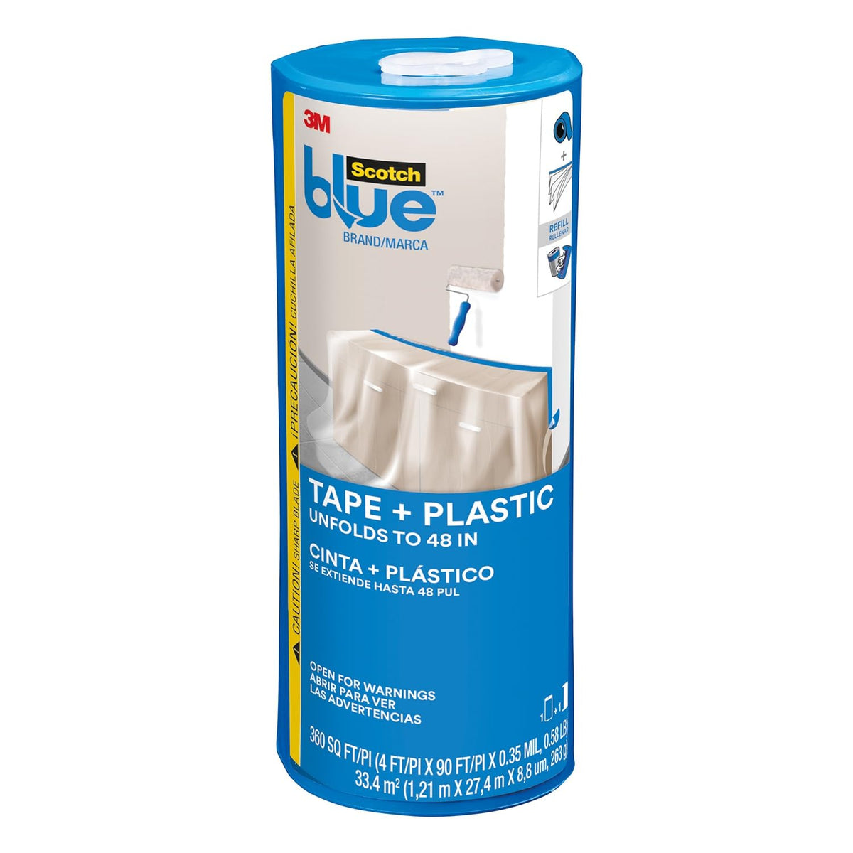 ScotchBlue Plástico Pre-Encintado para Pintar con Dispensador - 1.2 m x 27.4 m