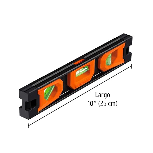 Truper NTX-9, Nivel torpedo magnético, cuerpo de aluminio, 10" largo