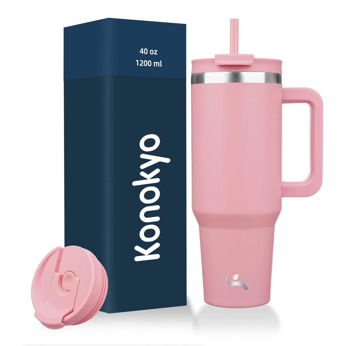Konokyo Vaso Térmico de 40 oz con Asa y Popote, Lavanda - 40 Ounces - Rosado
