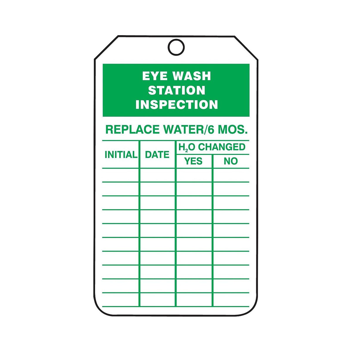 AccuformNMC "Eye WASH Station Inspection" - Paquete de 25 etiquetas de registro de inspección PF-Cardstock, 5.7 x 3.25 pulgadas, verde sobre blanco, TRS245CTP, etiquetas de seguridad, letreros y