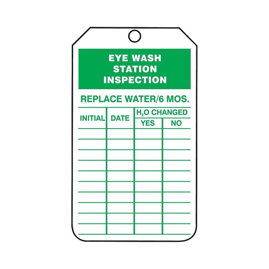 AccuformNMC "Eye WASH Station Inspection" - Paquete de 25 etiquetas de registro de inspección PF-Cardstock, 5.7 x 3.25 pulgadas, verde sobre blanco, TRS245CTP, etiquetas de seguridad, letreros y