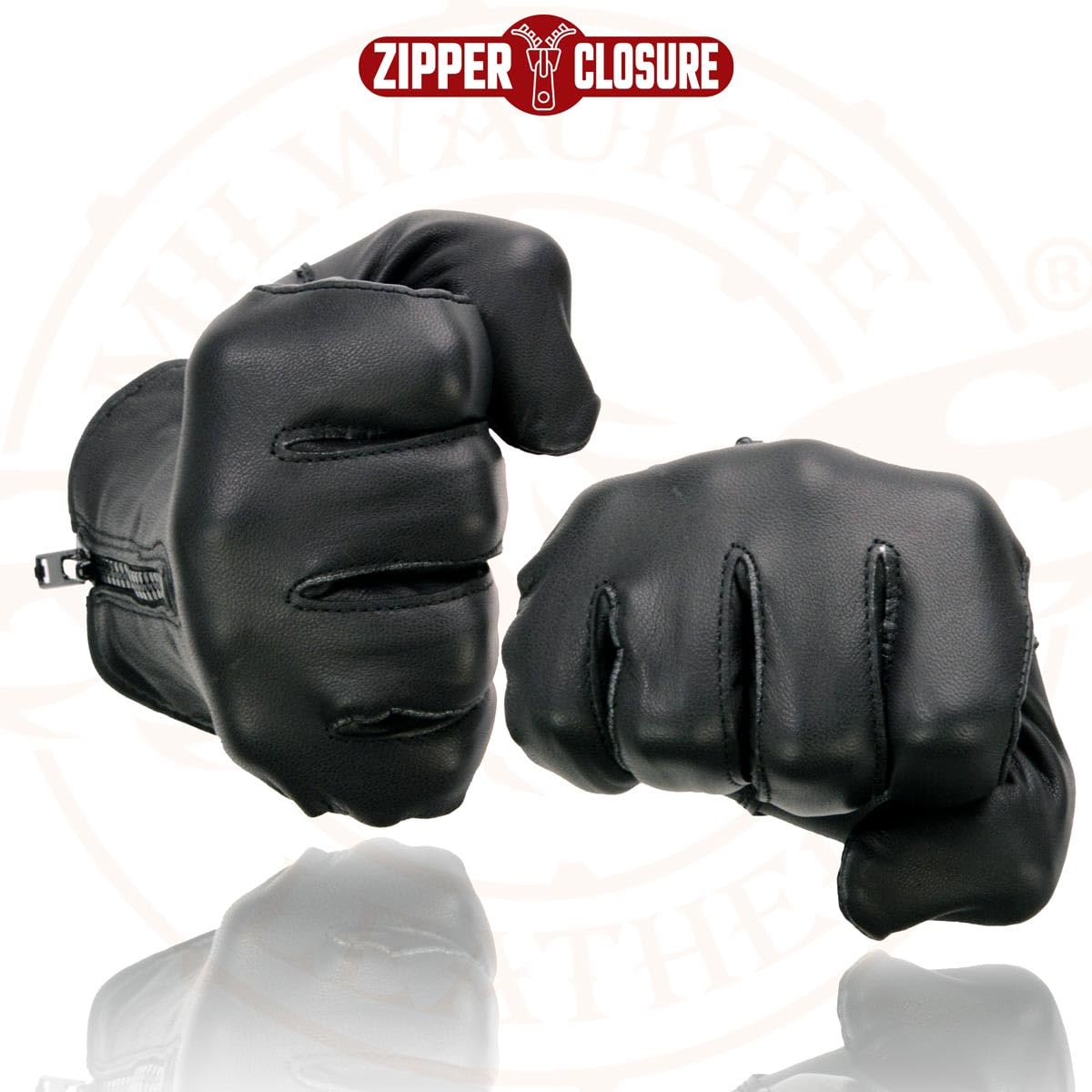 Milwaukee Leather Guantes de Piel Ligeros para Motocicleta con Cierre de Muñeca, Negro, L, SH226D