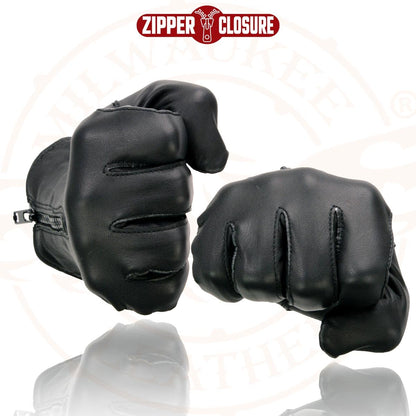 Milwaukee Leather Guantes de Piel Ligeros para Motocicleta con Cierre de Muñeca, Negro, L, SH226D