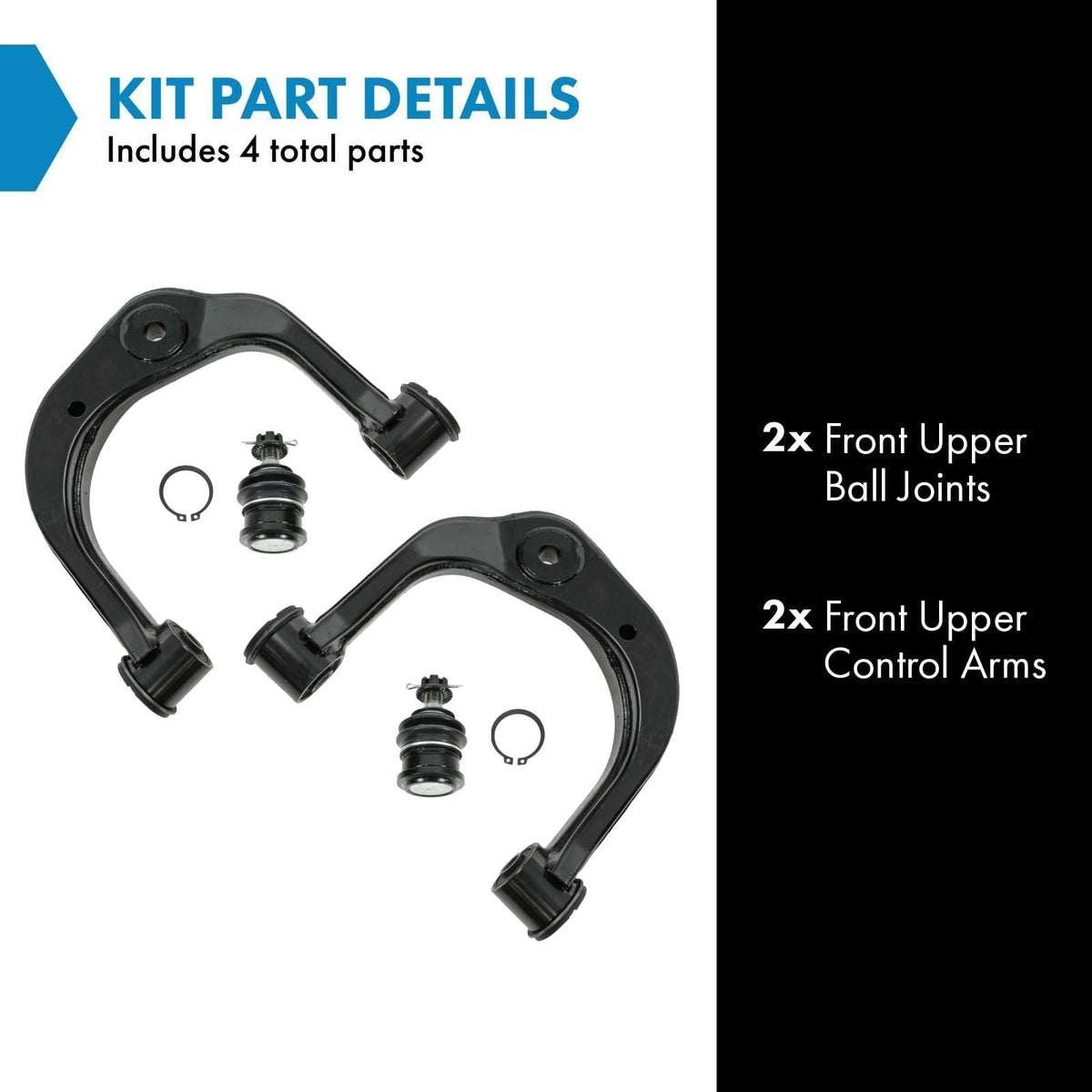 TRQ Kit de brazo de control superior delantero y rótula para camión Toyota Tacoma