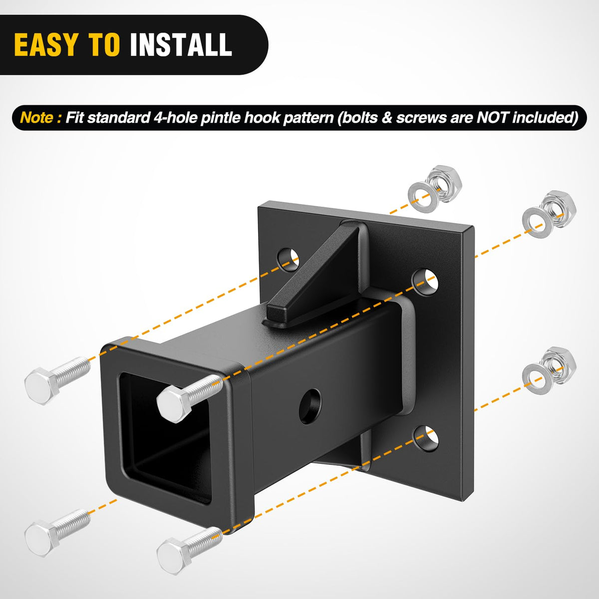 Nilight Adaptador de Tubo Receptor de Enganche de 2 Pulgadas con Perno, Receptor de Enganche de Remolque Universal para Parachoques Abierto, Extensor de Enganche Towever, Accesorios de Enganche para