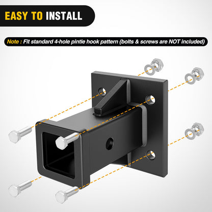 Nilight Adaptador de Tubo Receptor de Enganche de 2 Pulgadas con Perno, Receptor de Enganche de Remolque Universal para Parachoques Abierto, Extensor de Enganche Towever, Accesorios de Enganche para